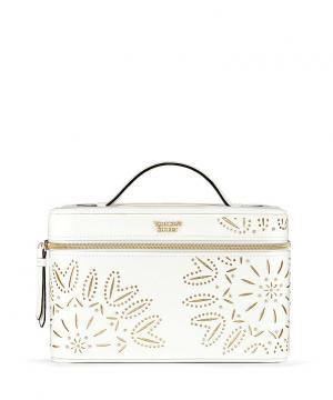 VICTORIAS/LASER-CUT FLORAL RUNWAY VANITY CASE BEIGE